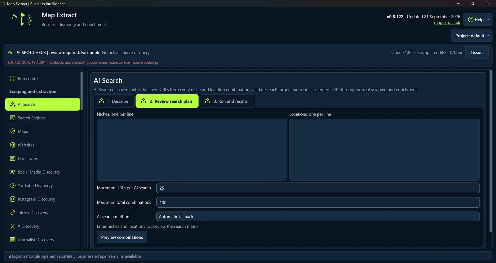 Review search plan
