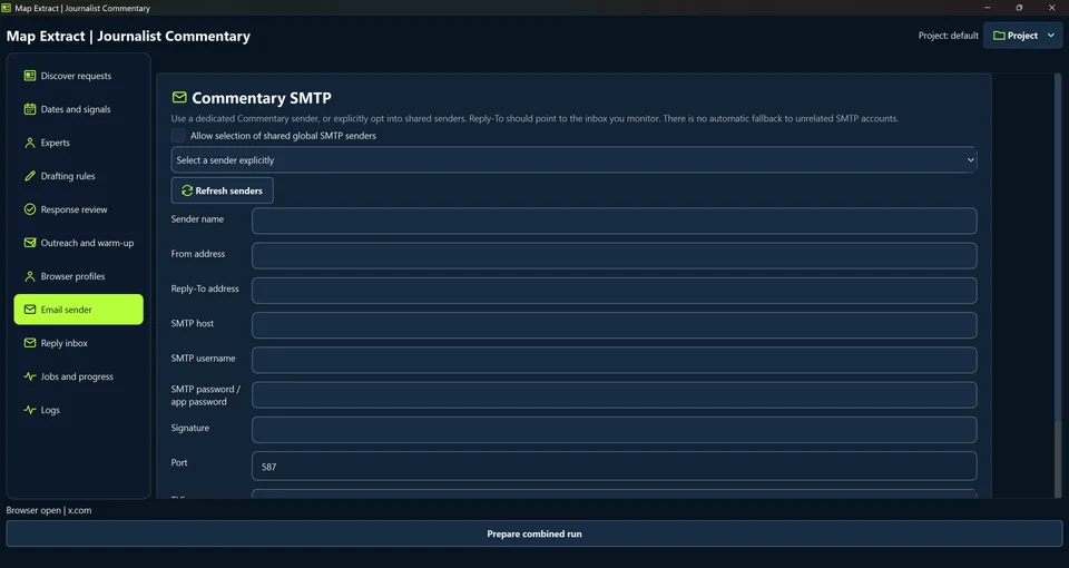 Configure Commentary SMTP