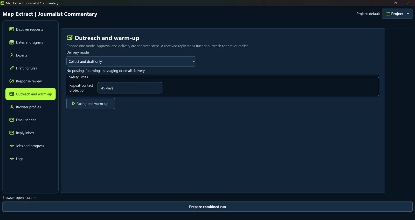 Choose outreach mode