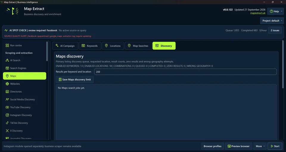 Set the discovery limit and start locally