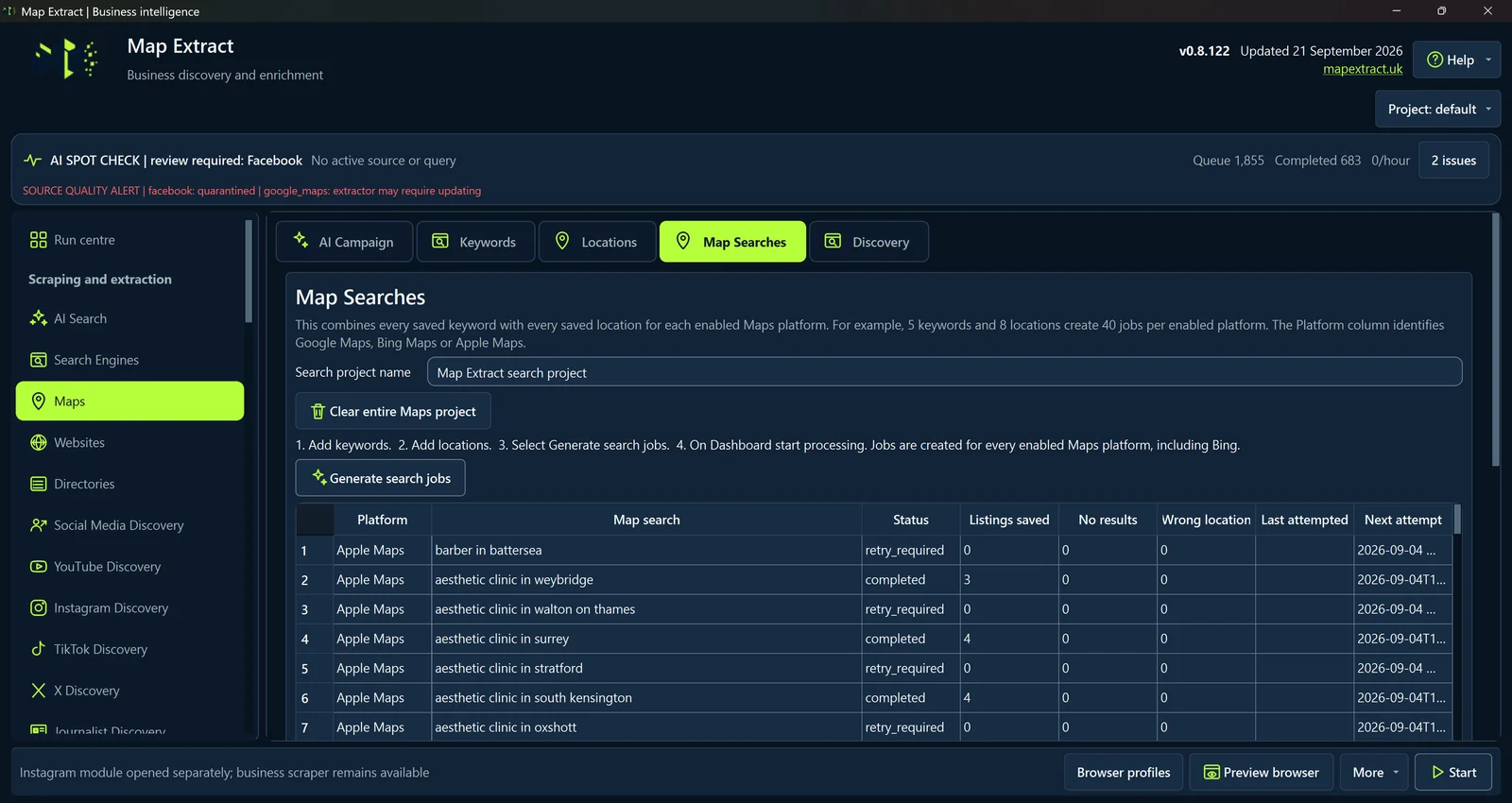 Generate the search matrix