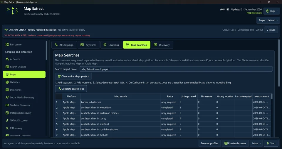 Generate the search matrix
