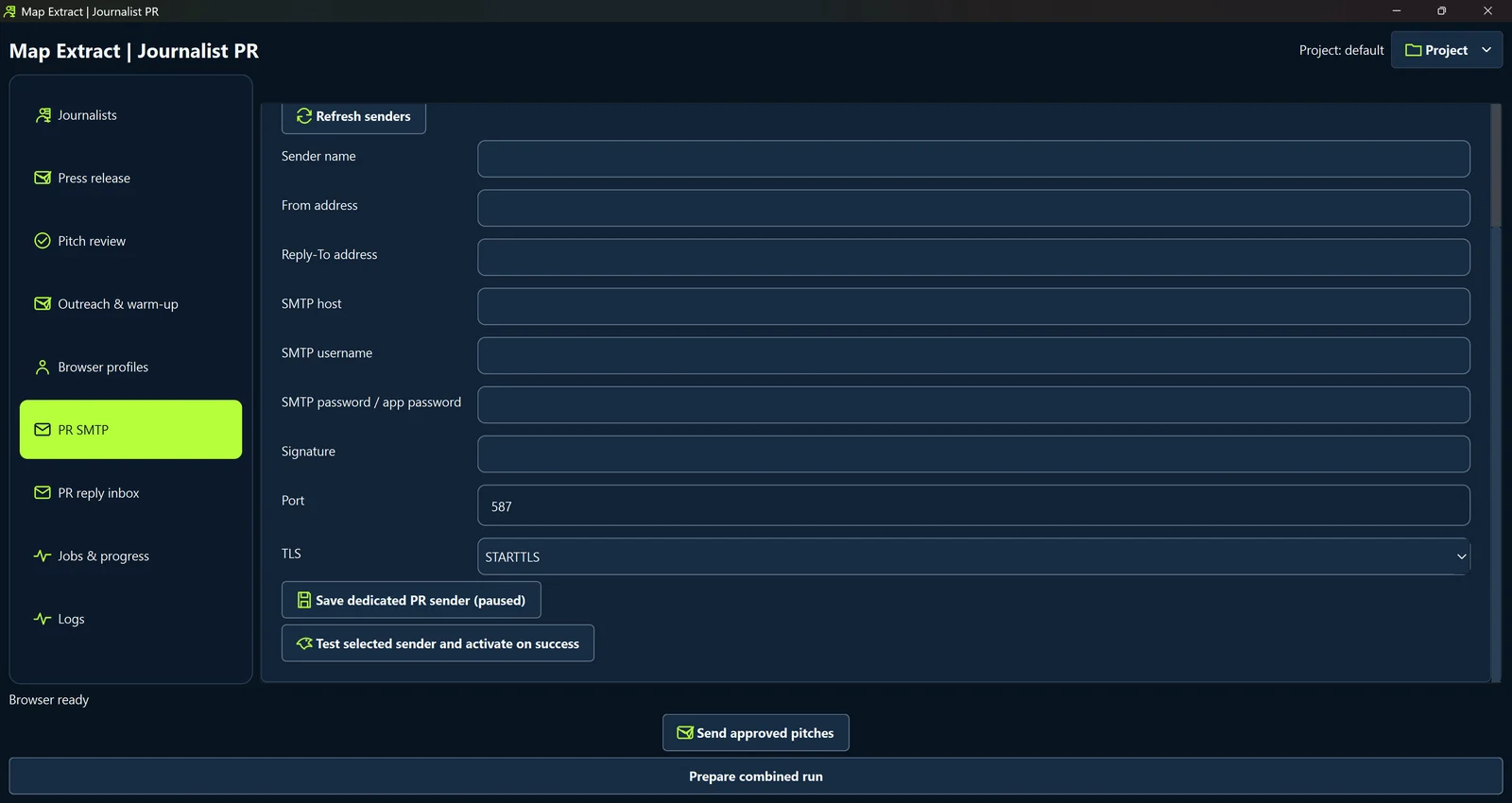 Configure and test PR SMTP