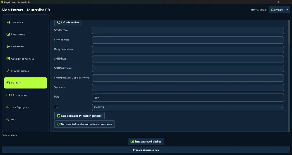Configure and test PR SMTP