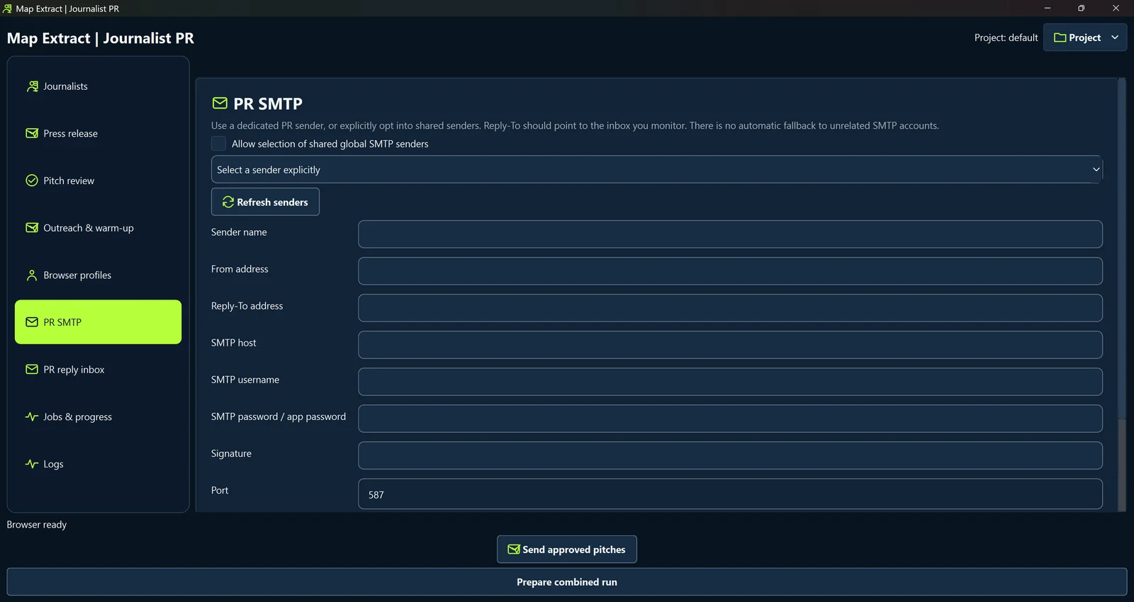 Configure and test PR SMTP