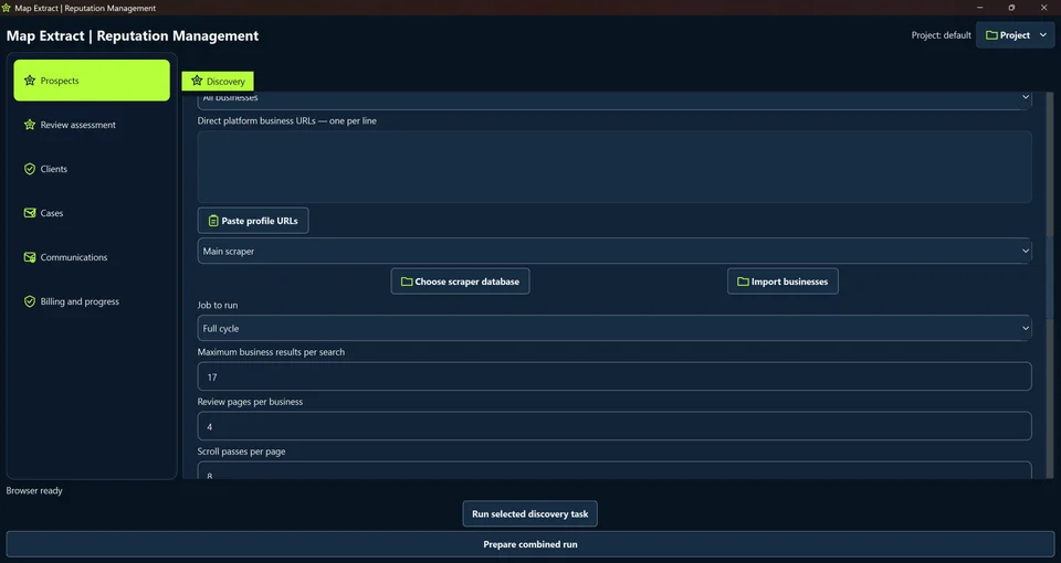 Choose business sources and collection limits