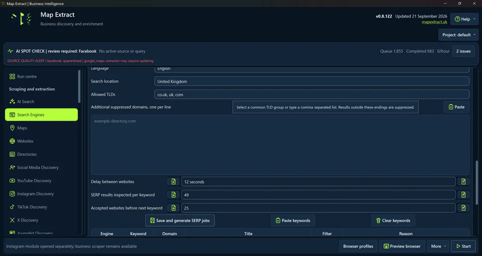 Configure delay and limits
