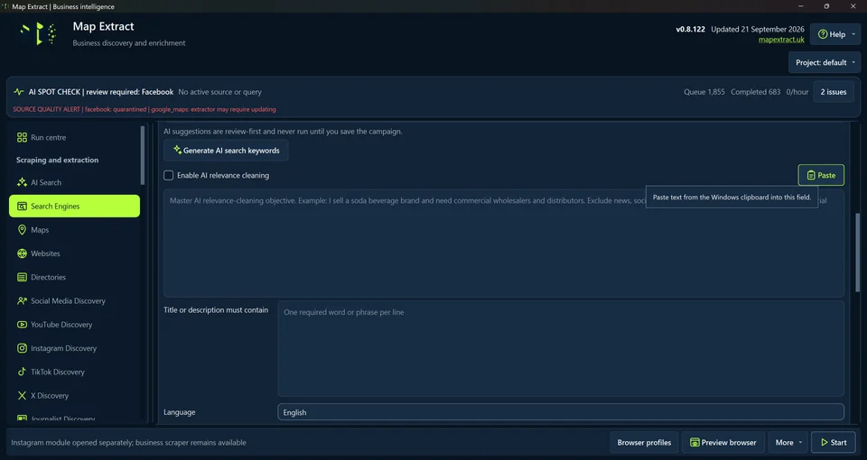 Set the AI relevance objective
