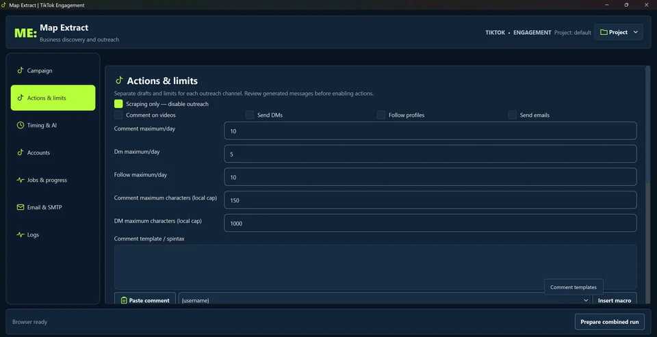 Choose actions and prepare drafts