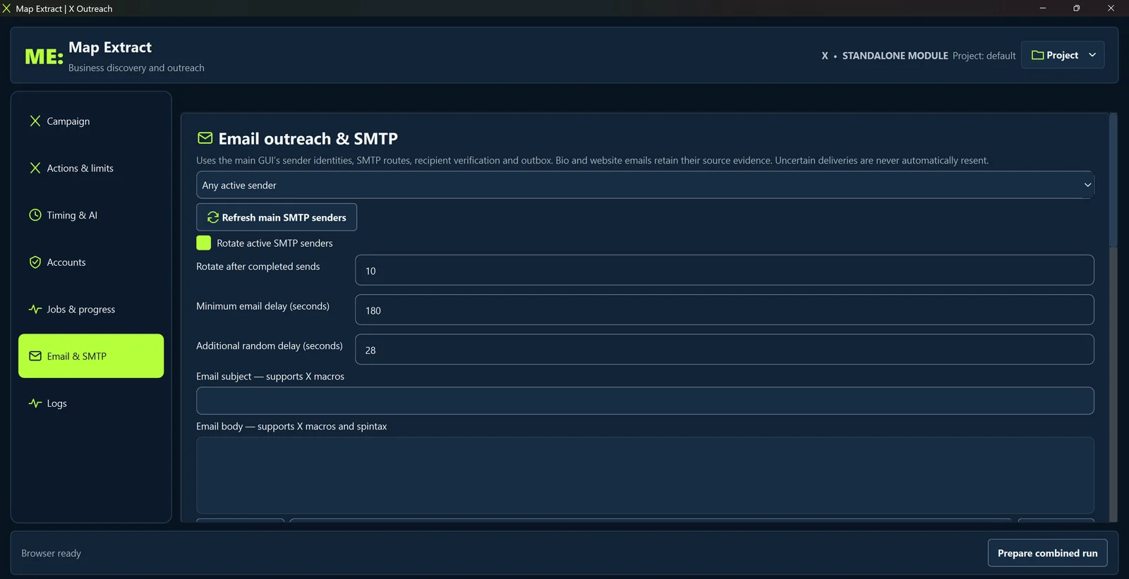 Prepare email and SMTP