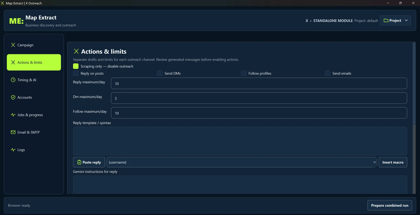 Review actions and drafts