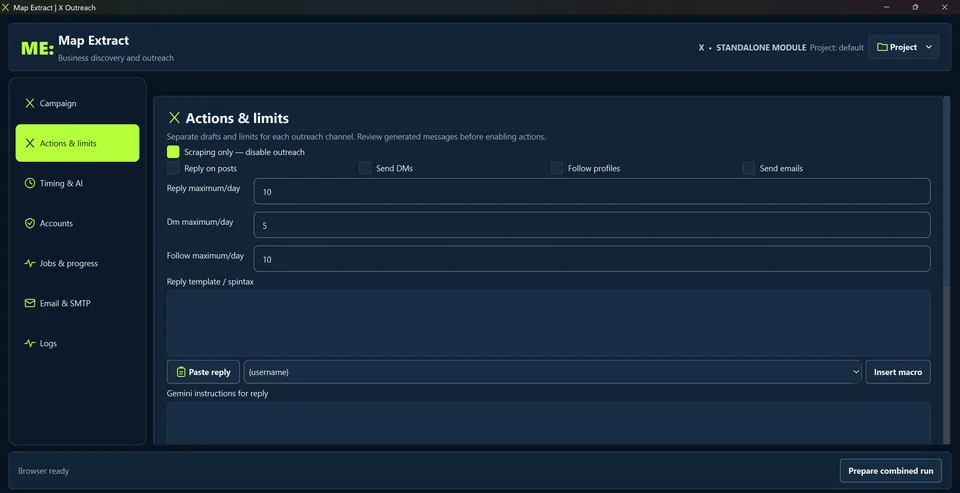 Review actions and drafts