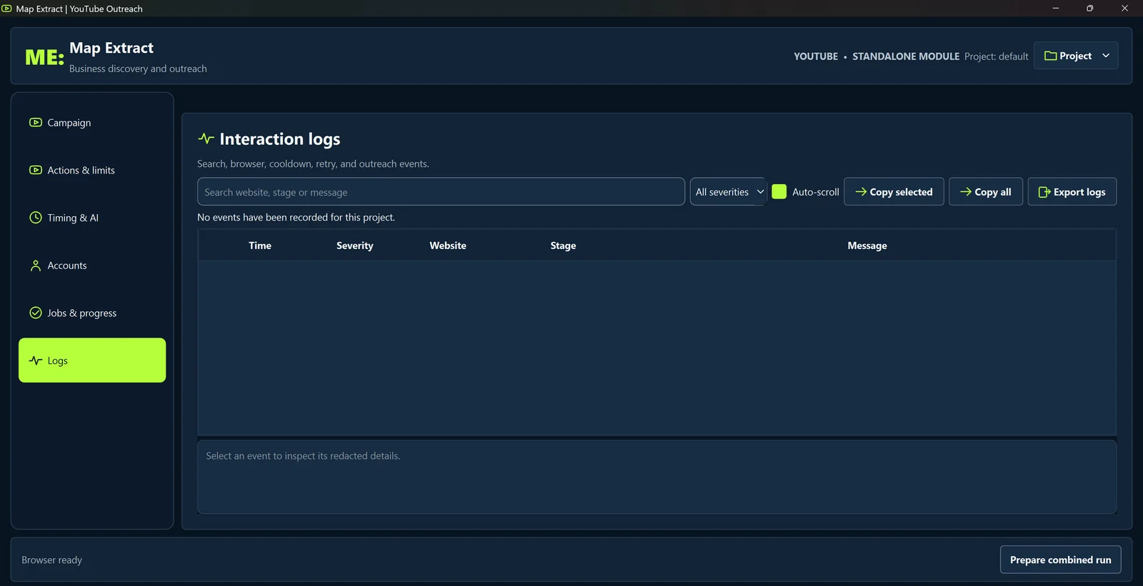 Inspect interaction logs