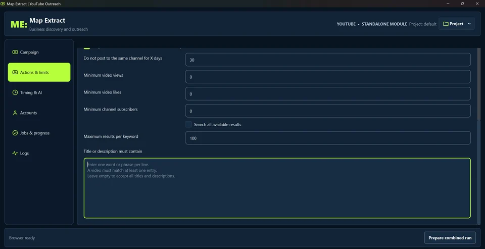 Review actions and limits